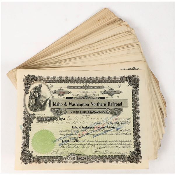 Idaho & Washington Northern Railroad Stocks c. 1910 Over 100 [206216]