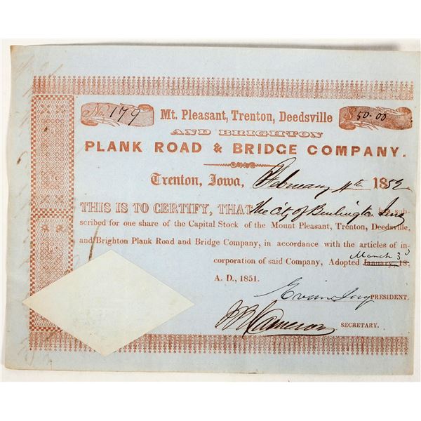 Plank Road & Bridge Company Stock [191219]