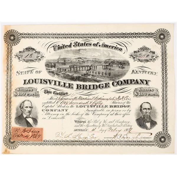 Louisville Bridge Company Stock Certificate, 1869 [198048]