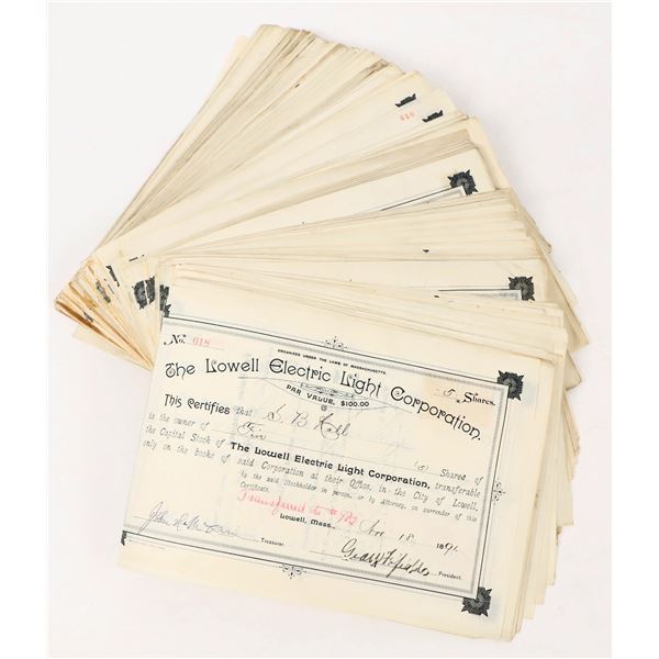 The Lowell Electric Light Corporation Stock Certificates (200) [205849]