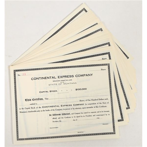 Continental Express Company Stocks, 190X (28) [205832]