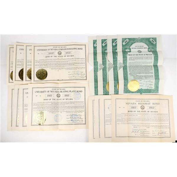 Nevada Governor Signed Bond Group, 4 different, 4 ea. [207228]