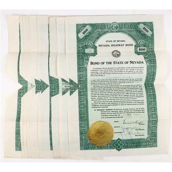 Nevada Highway Bonds, Signed by NV Governor Boyle, 1920 [207226]