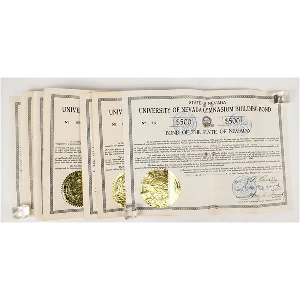 UNR Gymnasium Bonds, signed by Gov. Carville, 1942 [207225]