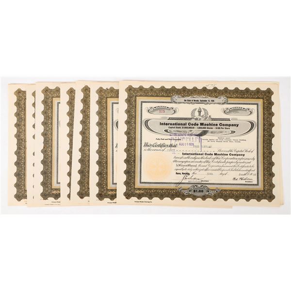 International Code Machine Company Stocks (8) [205391]