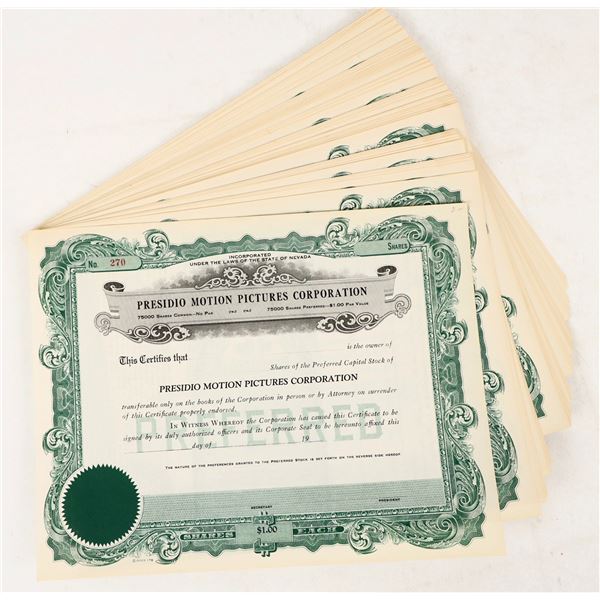 Presidio Motion Picture Co. Stocks, 19XX (69) [206814]