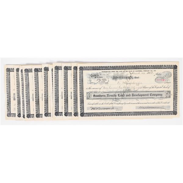 Southern Nevada Land & Development Co. Stock Certificates (11) [202725]