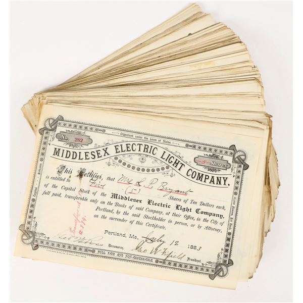 Middlesex Electric Light Co. stock group, about 200pcs [206827]