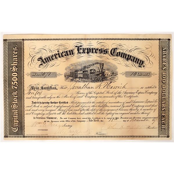 American Express Stock Signed by  Fargo & Butterfield [192962]