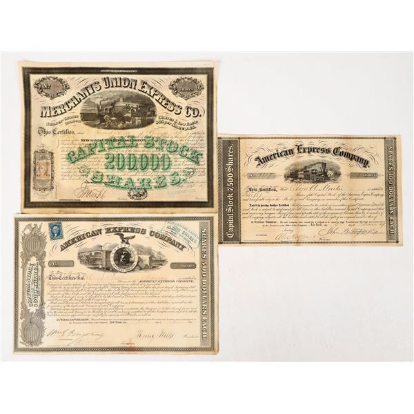American Express Company Stock Certificate Trio (Wells, Fargo, Butterfield) [206686]