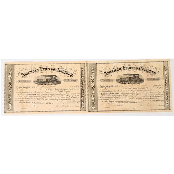 American Express Company Stock Pair Signed by Butterfield & Fargo [197966]