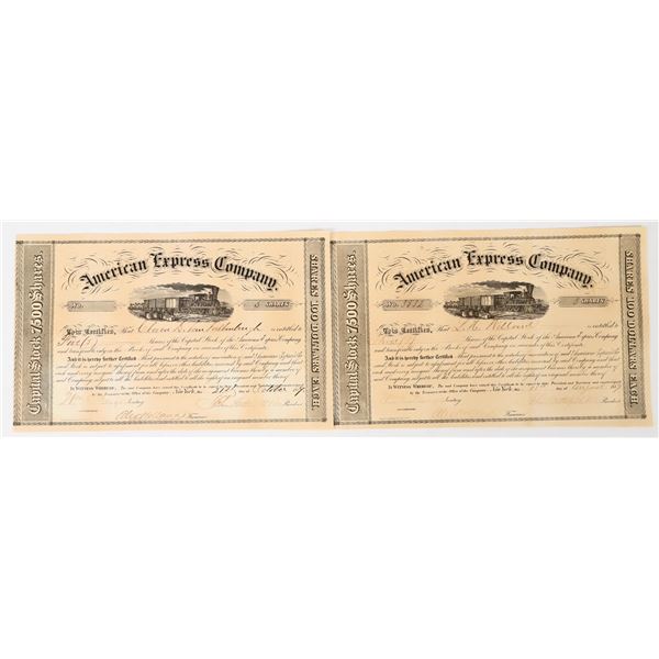 American Express Company Stock Pair Signed by Butterfield & Fargo & Holland [197967]