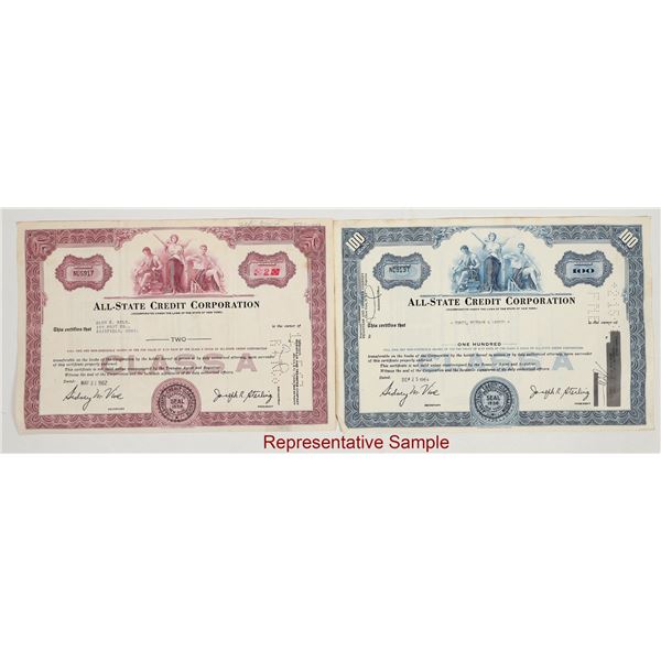 All-State Credit Corporation Stock Certificates (200) [205548]