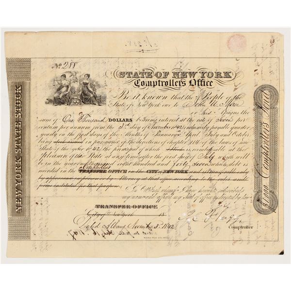 Comptroller's Office, State of New York, $1,000 Bond, 1842 [205357]