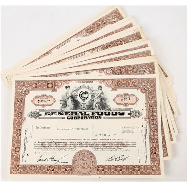 General Foods Corp. Stock Certificates (60) [206947]