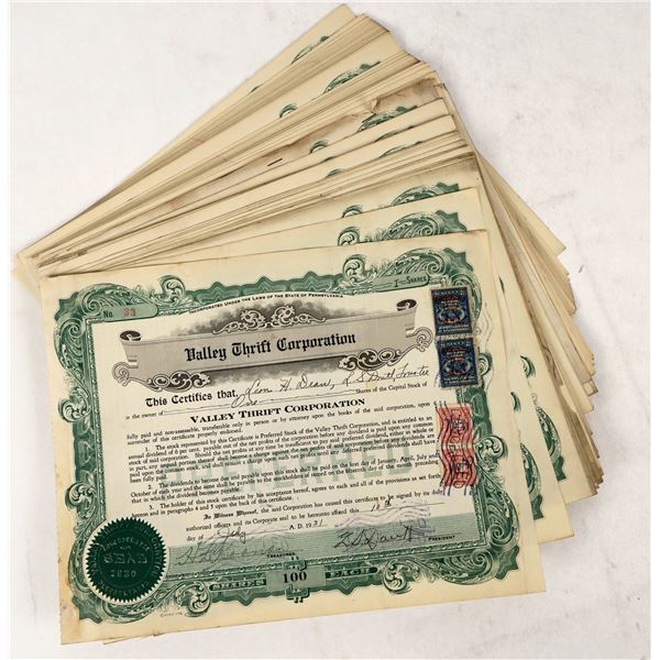Valley Thrift Corp. Stocks, 1931-1934 (90) [205876]