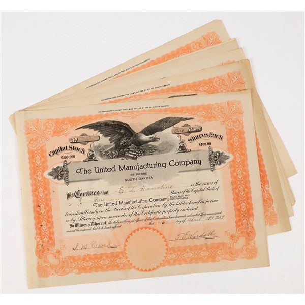 United Manufacturing Company Stock Certificates (6) [206334]