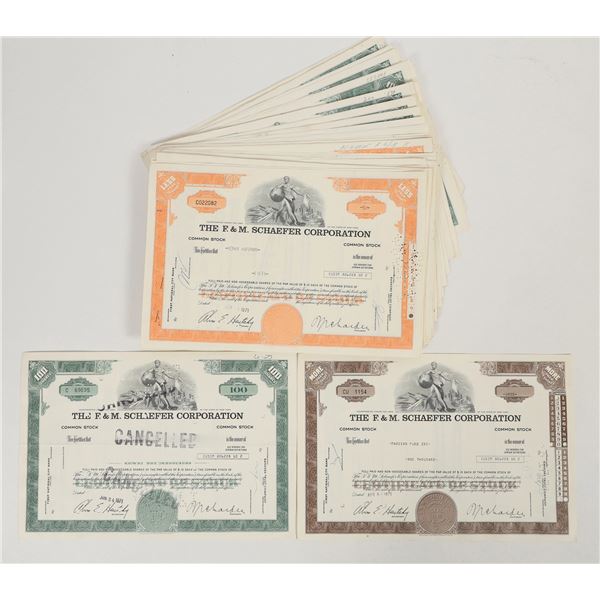 F. & M. Schaefer Corp. (Brewery) Stock Certificates (70) [205168]