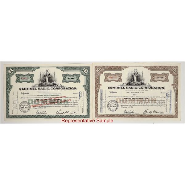 Sentinel Radio Corp. Stocks c. 1950s About 100 [206130]