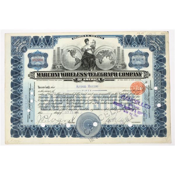 Marconi Wireless Telegraph Co. Stock Issued to Alfonso Marconi [206918]