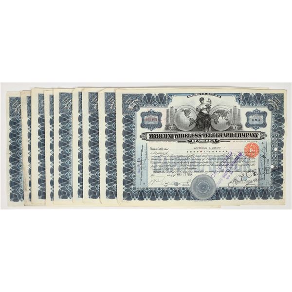 Marconi Wireless Telegraph Company Stock Certificate Group (10) [200826]