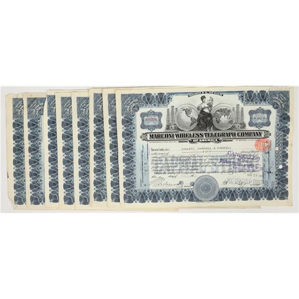 Marconi Wireless Telegraph Company Stock Certificate Group (10) [200827]