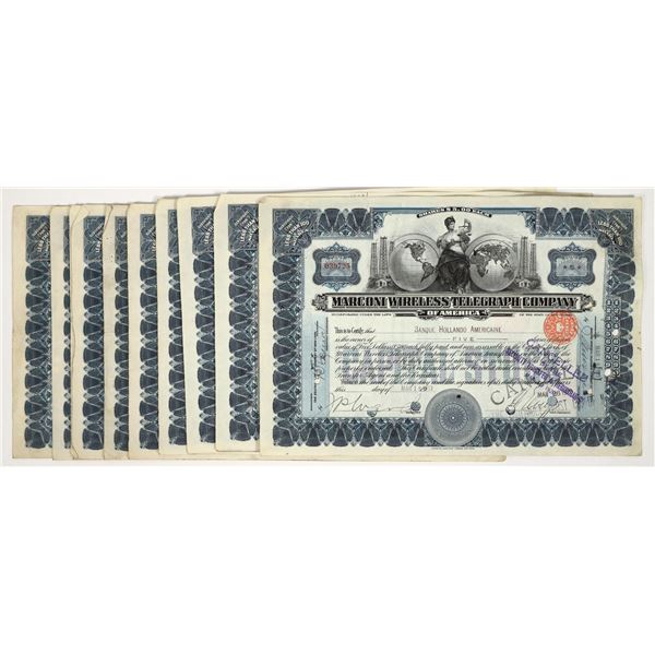 Marconi Wireless Telegraph Company Stock Certificate Group (10) [200828]