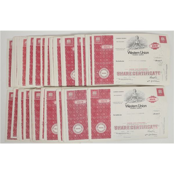 Western Union Telegraph Co. Stocks c.1968-69 About 250 [205754]