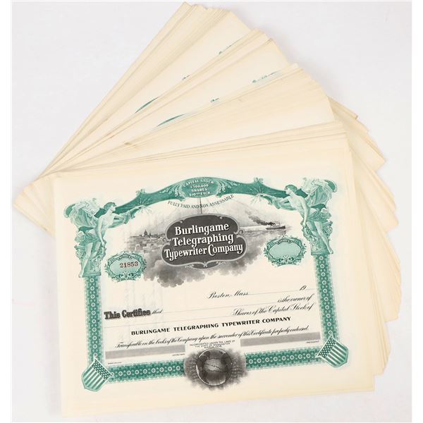 Burlingame Telegraphing Typewriter Co. Stocks. [207010]