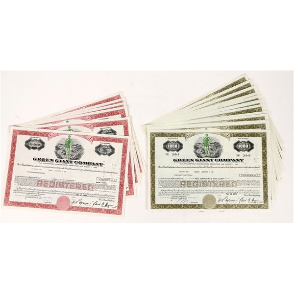 Green Giant Company Stock Certificates c.1977 (20) [205613]