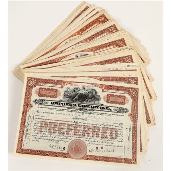 Orpheum Circuit Inc. Stock Certificates (140) [205633]