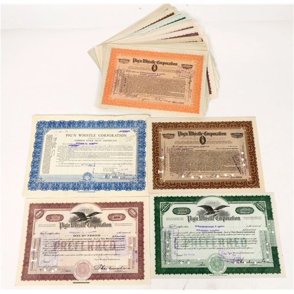 Stock Certificates for Pig'n Whistle Corporation (40)  [205603]