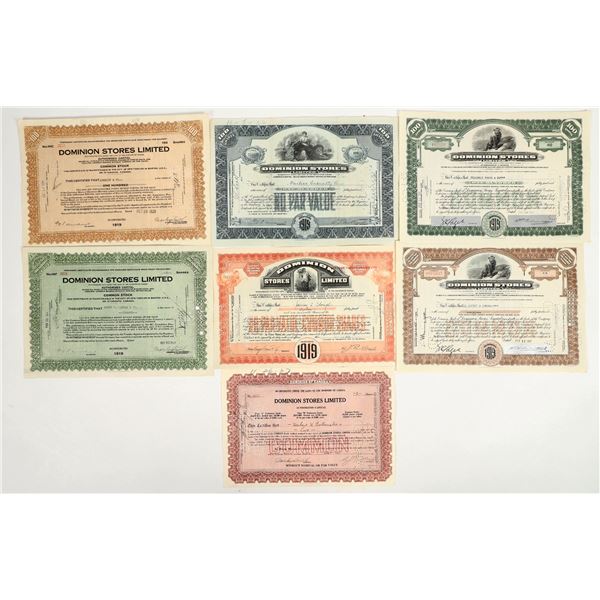 Stock Certificates for Dominion Stores Canada (200) [205595]