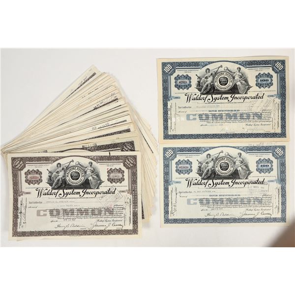 Stock Certificates for Waldorf System Inc. of Massachusetts (70) [205590]