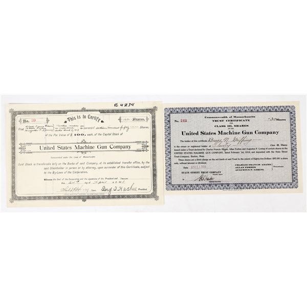 United States Machine Gun Company Stock Certificates (2) [207028]