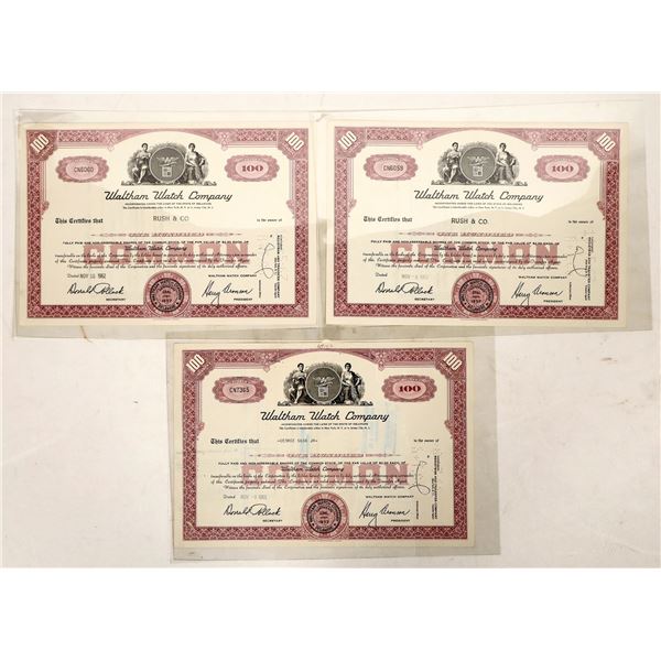 Waltham Watch Co. Stock Certificates [190909]