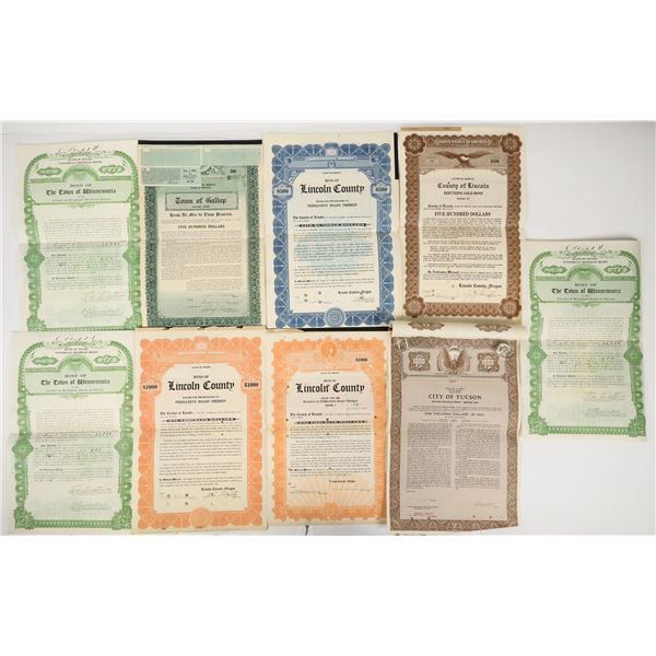 Western State Municipal Bonds c.1917-1930  (9) [205902]