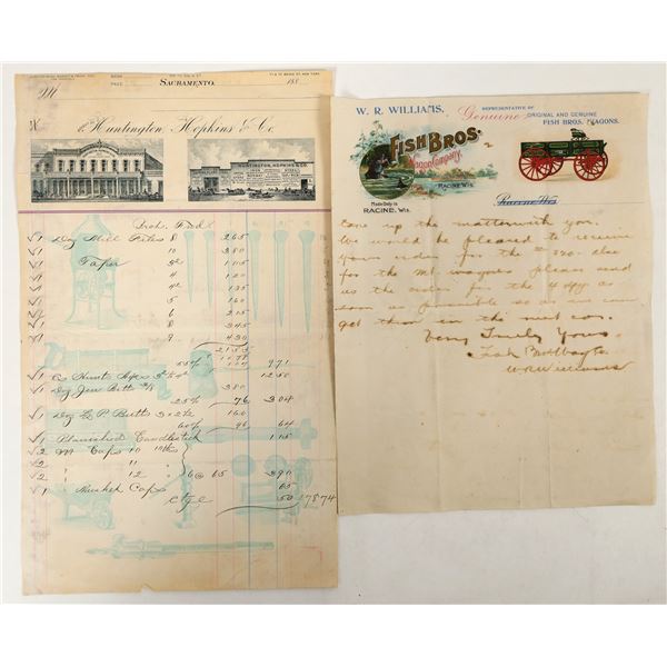 Choice Pictorial Billhead and Letterhead: Huntington Hopkins and Fish Bros. Wagons [197922]