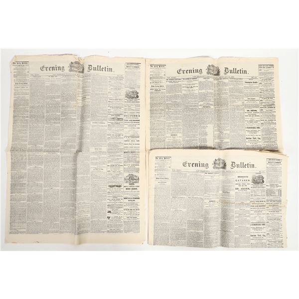 Evening Bulletin Newspaper three Issues Modoc War, Mrs. Mckay's Death, Sutro Tunnel c.1873  [205159]