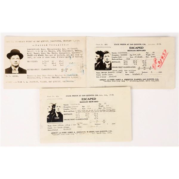 San Quentin Escaped Prisoner Cards Group [205434]