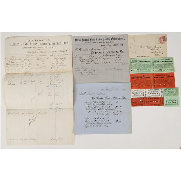 Yreka Ephemera w/Early 1850-1860s Pieces [205477]