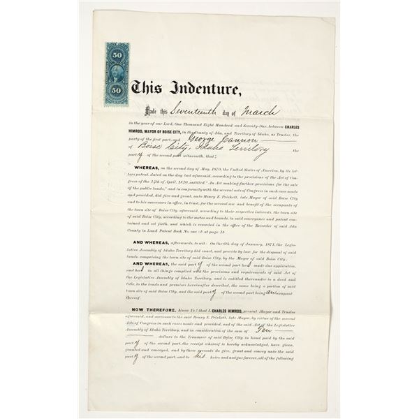 1871 Boise City, Idaho Territory Mayor's Deed [204754]