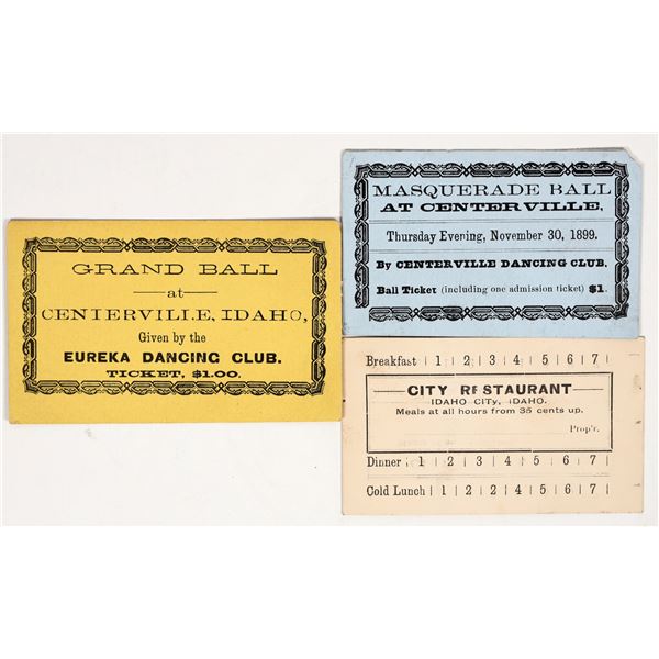 Two Idaho Dance Cards and a Meal Card, c.1899 [200898]