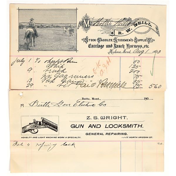 Choice Pictorial Montana Billheads : Saddles & Firearms [195364]