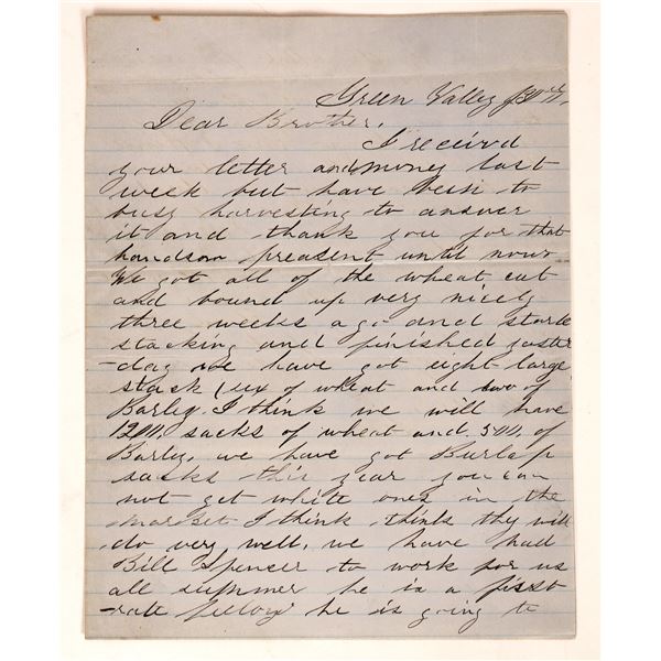 Wheat  and Barley Letter, 1865, Green Valley/Austin Nevada [178097]