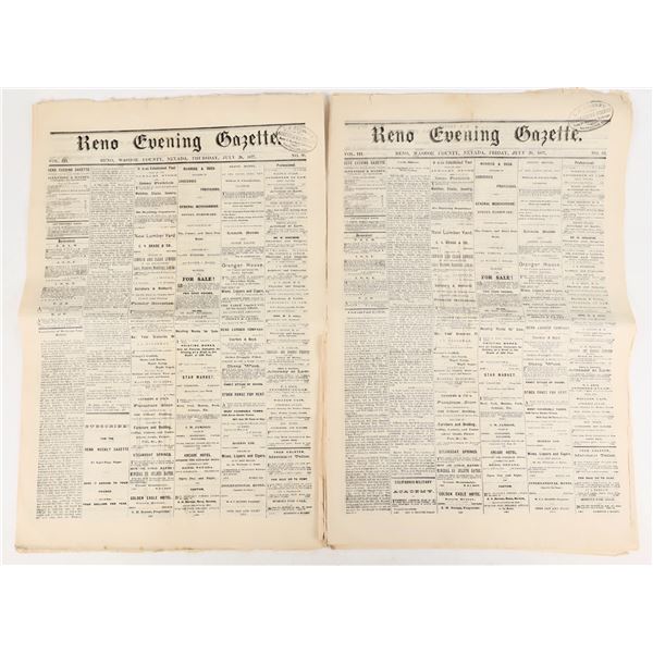 Reno Evening Gazette Newspapers (6), 1877 [207356]