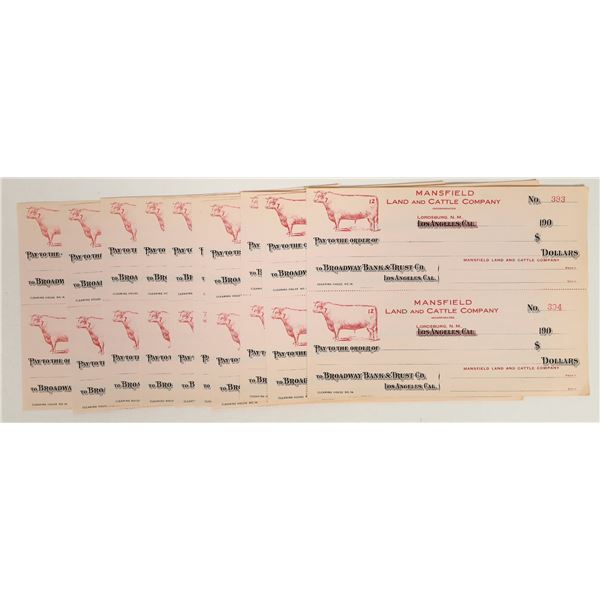 Mansfield Land & Cattle Company Checks, New Mexico Territory [196915]
