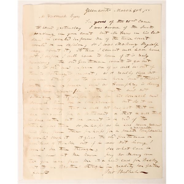 Greencastle, PA letter about court case, 1855 [188341]