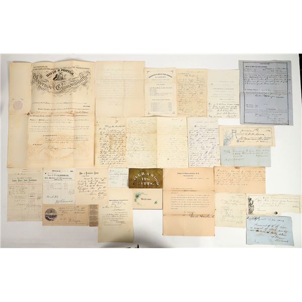 Pennsylvania (mostly) Ephemera-Political/Legal/Personal c1850-1900 [205759]