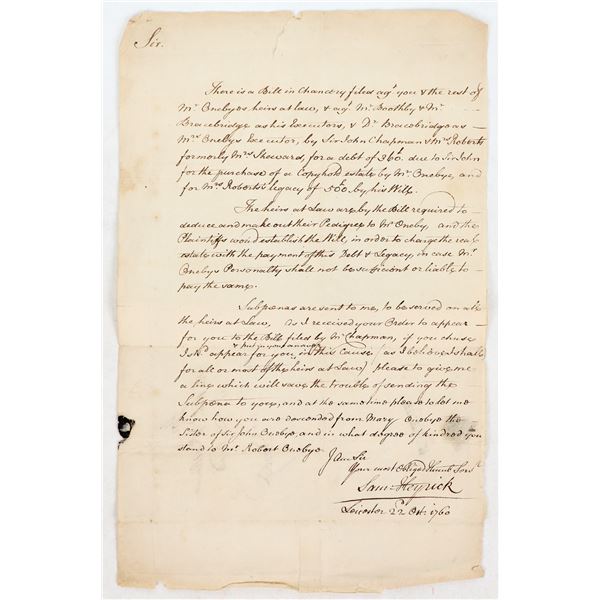 Sam Heyrick Letter 1760, Leicester [195282]
